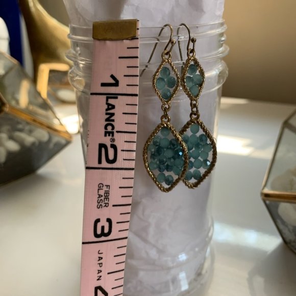 Double Drop  Gold tone and beaded Earrings - Picture 5 of 5